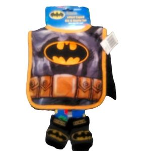 Infant Bat Man Caped Bib and Bootie set